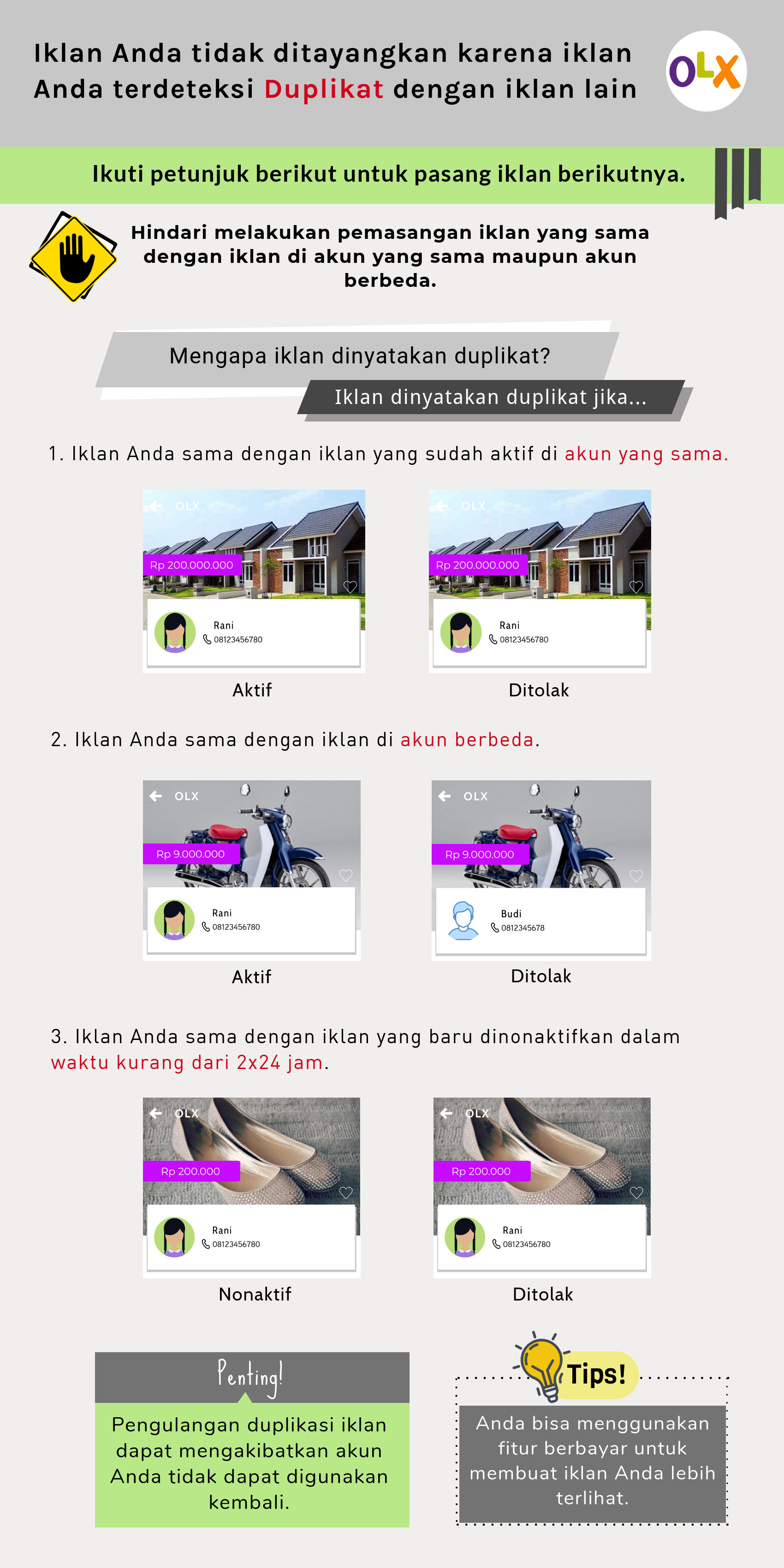 cara pasang iklan gratis di olx Duplikasi Iklan Pusat Bantuan